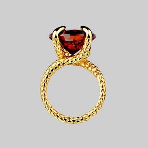 REGALROSE “Viper” Garnet CZ Snake Bite Ring - Gold